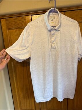 Greg Norman Men’s Short Sleeve Polo Shirt - White w/ Grey Specks-Large